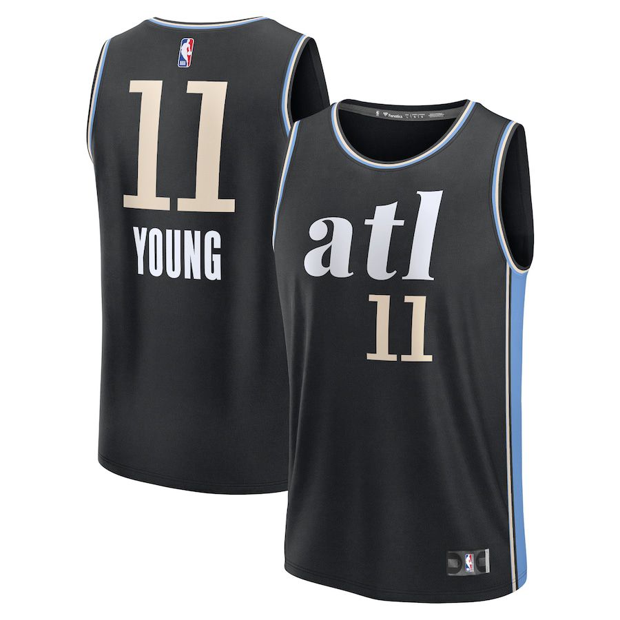 Men Atlanta Hawks #11 Trae Young Fanatics Branded Black City Edition 2023-24 Fast Break NBA Jersey